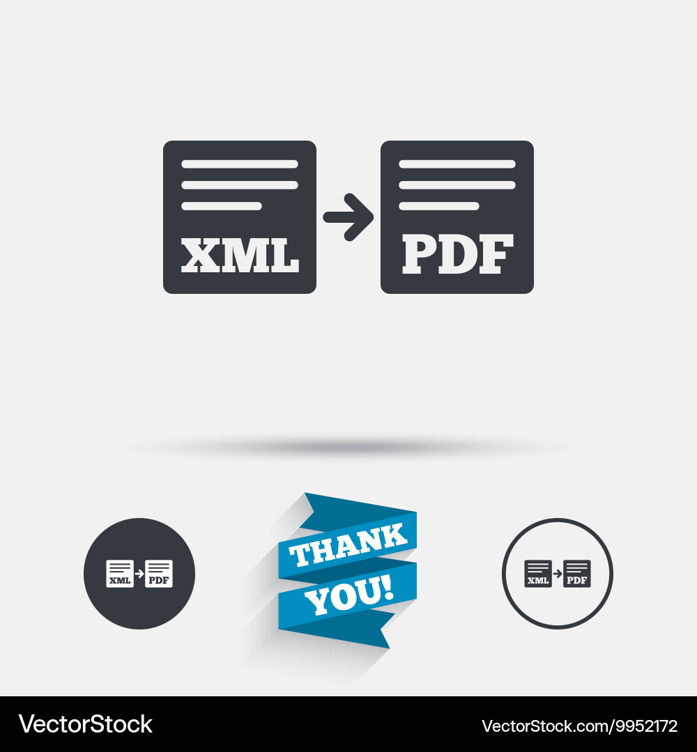 Export xml to pdf icon file document symbol Vector Image
