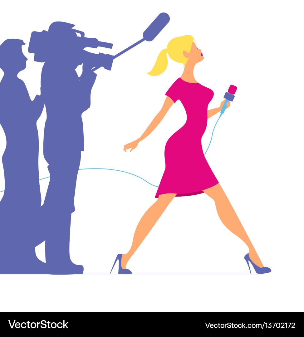 Frau mit Mikrofon Beruf tv Reporter Frau mit Mikrofon Beruf tv Reporter vektorbild