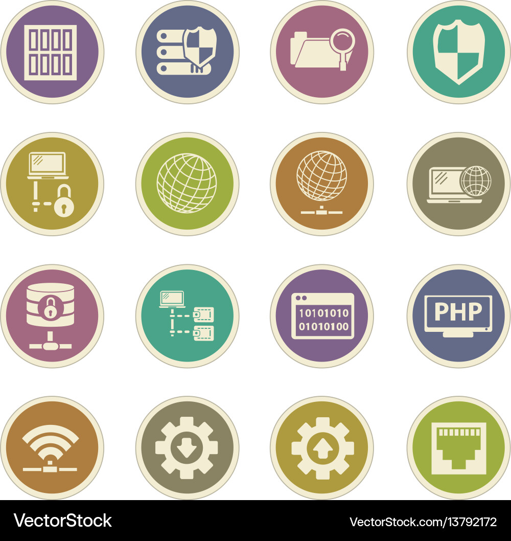 Internet server network icons set vector image