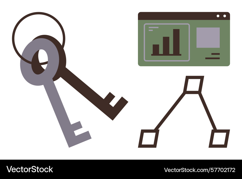 Keys data analysis chart and flow diagram Keys data analysis chart and flow diagram vector image
