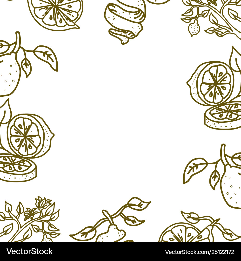 Lemon fruit frame empty template vector image