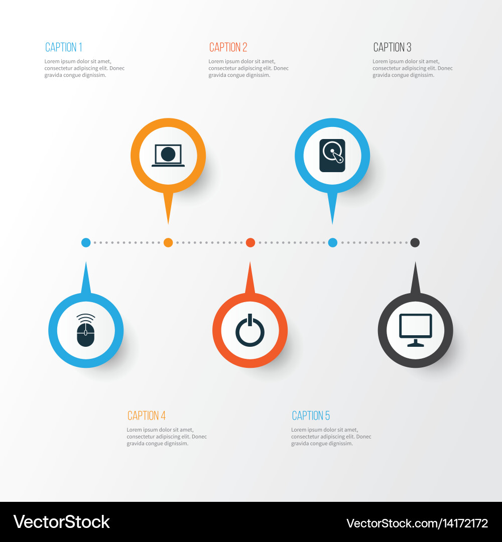 Notebook icons set collection of web power Vector Image