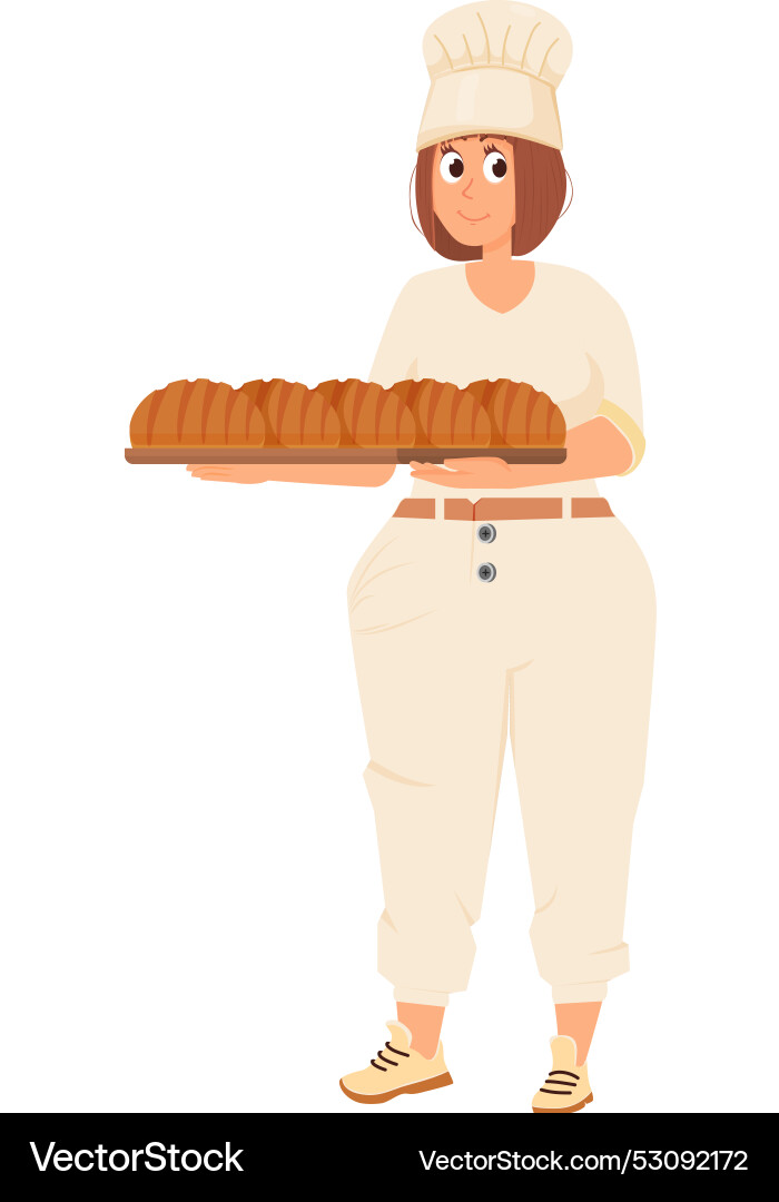 Professional bakery chef with tray full of bread Professional bakery chef with tray full of bread vector image