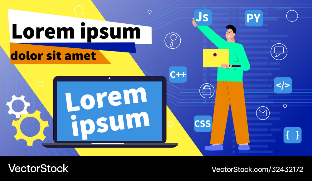 Programming languages horizontal banner vector image