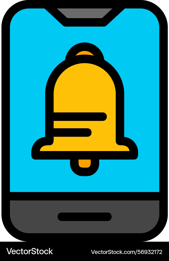 Push notification line filled style icon design Vector Image
