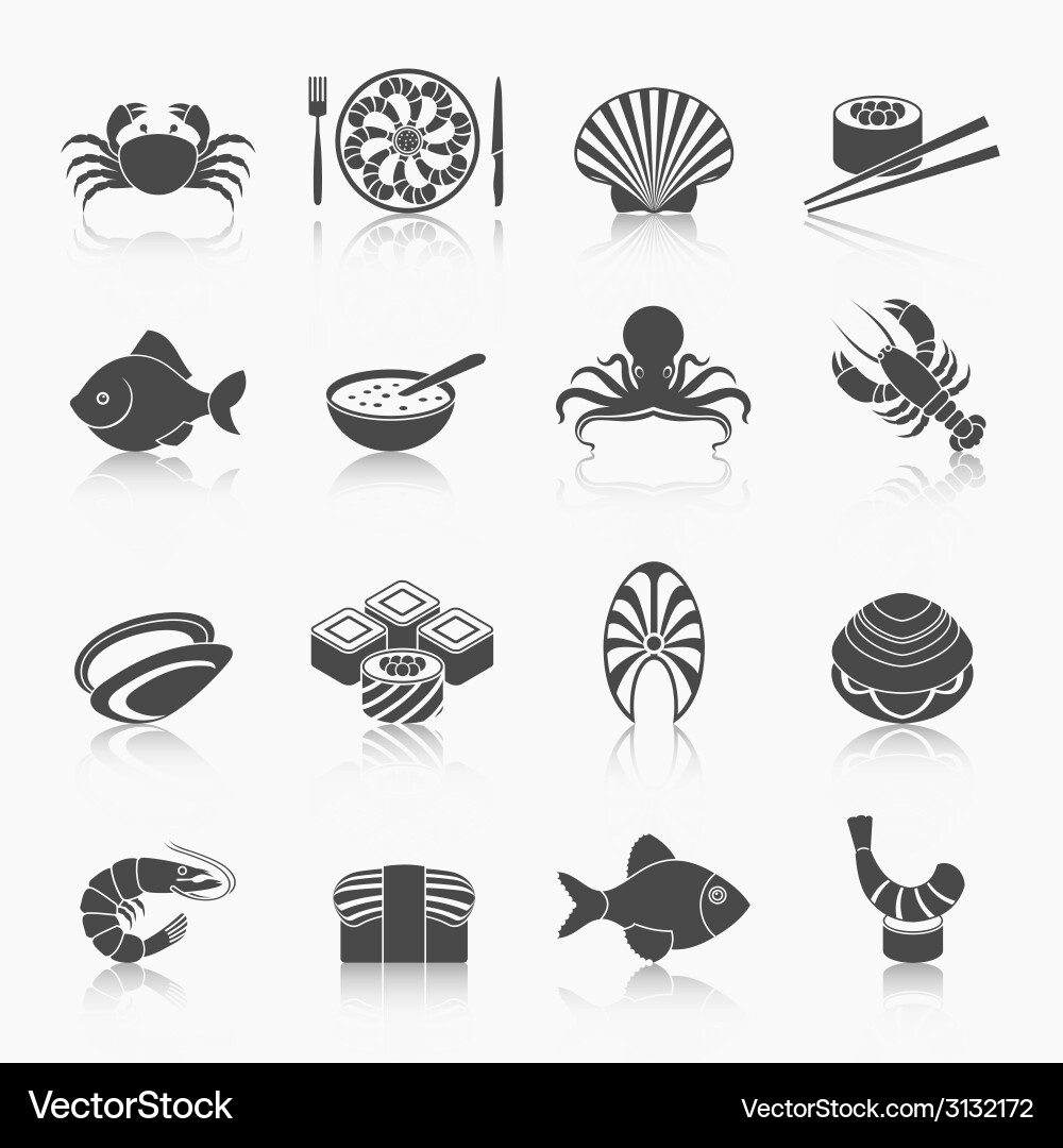 Seafood Icon Set Royalty Free Vector Image - VectorStock