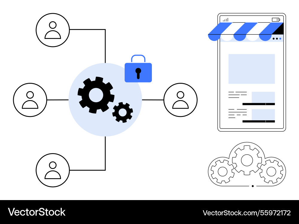 Secure online collaboration and workflow Secure online collaboration and workflow vector image