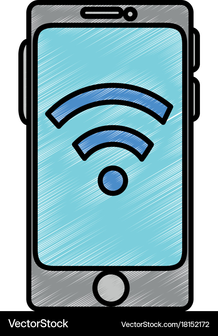Smartphone device with wifi signal Vector Image
