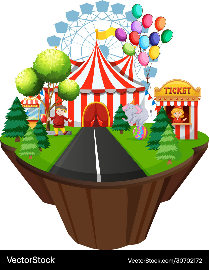Szene mit Zelt und Fahrten auf Zirkus Szene mit Zelt und Fahrten auf Zirkus vektorbild