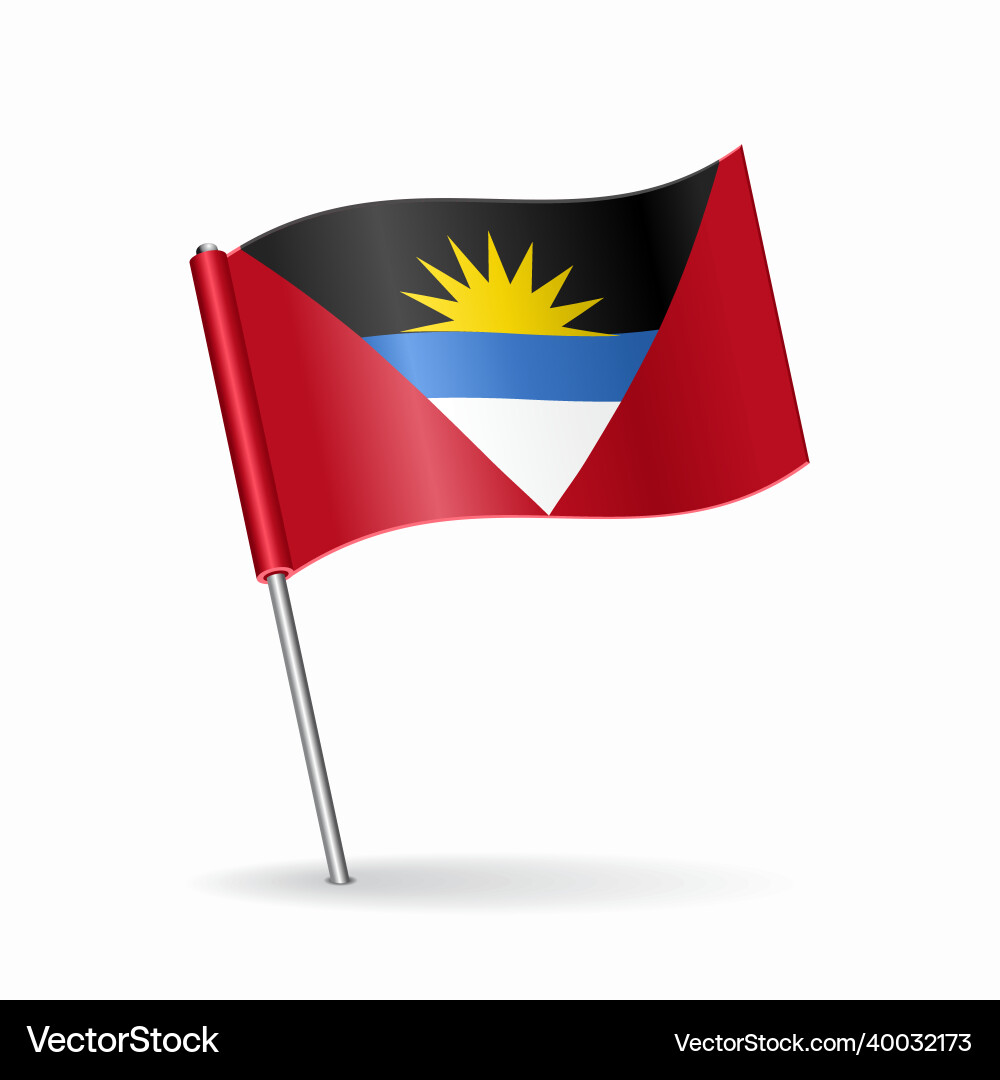 Antigua and barbuda flag map pointer layout Antigua and barbuda flag map pointer layout vector image