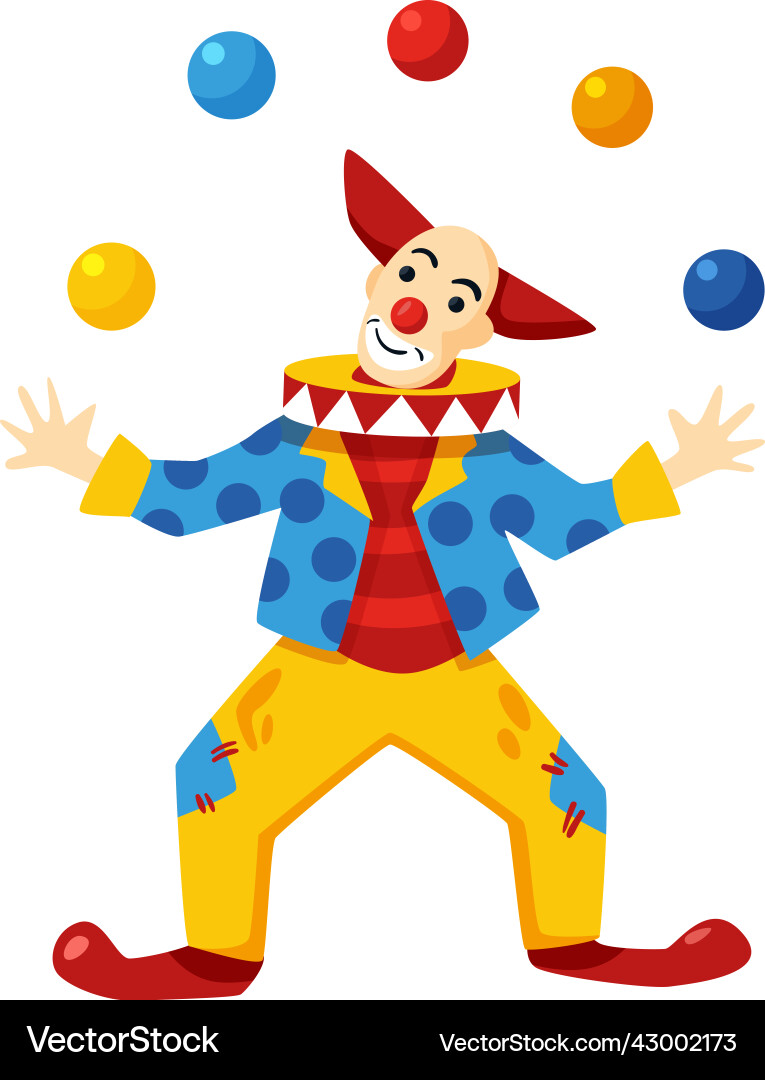 Cartoon circus clown composition Royalty Free Vector Image