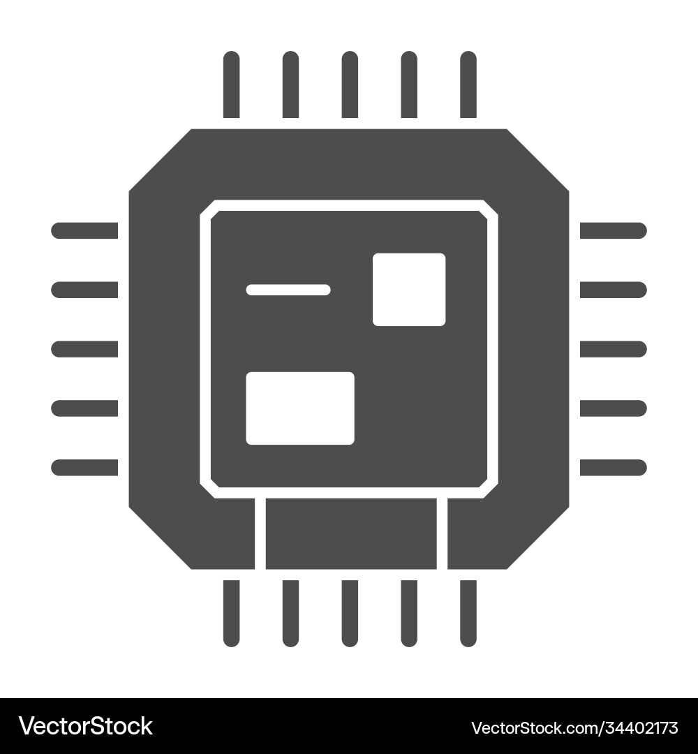 Central processing unit solid icon robotization Central processing unit solid icon robotization vector image