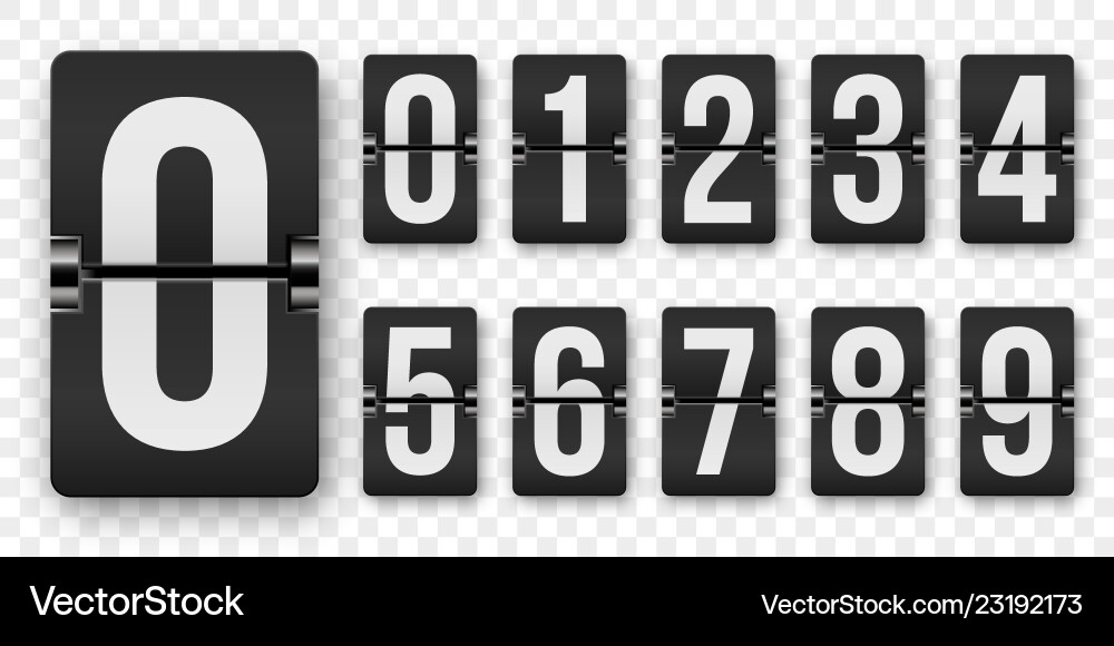 Countdown numbers flip counter isolated set retro Vector Image