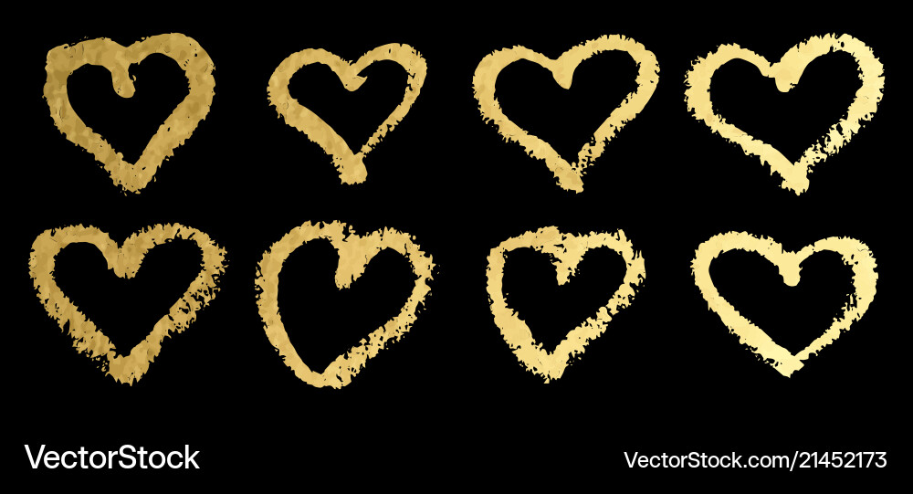 Hand-painted gold with hearts Hand-painted gold with hearts vector image