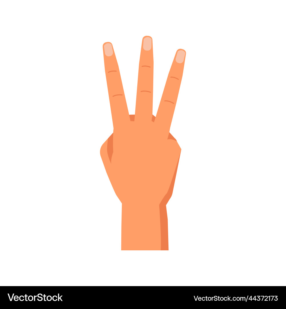 Hand showing number three with fingers Hand showing number three with fingers vector image