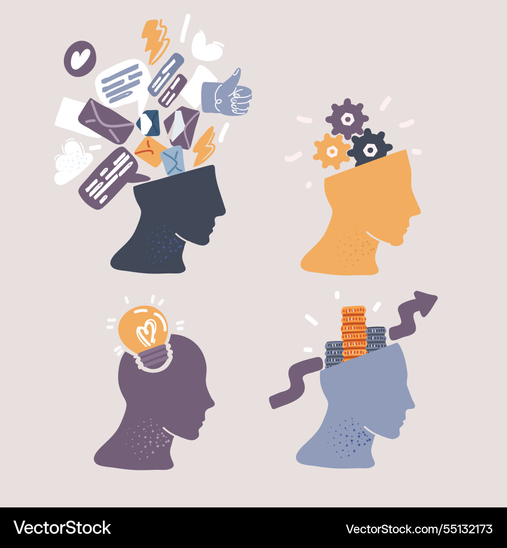 Human head with gear inside Royalty Free Vector Image