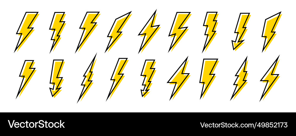 Lightning icons set thunder and bolt flash icon Vector Image