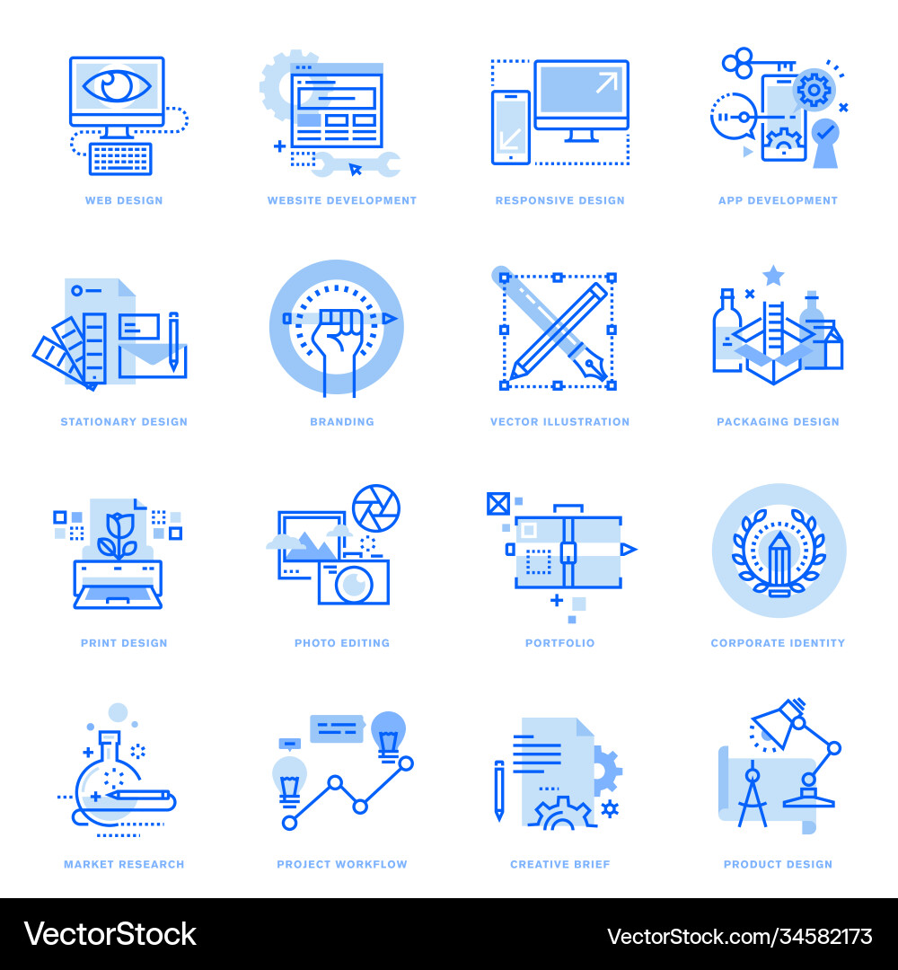 Modern Line Icons - Web & App vector image