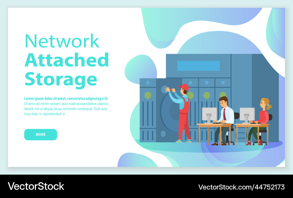 Network attached storage web page small computer Network attached storage web page small computer vector image