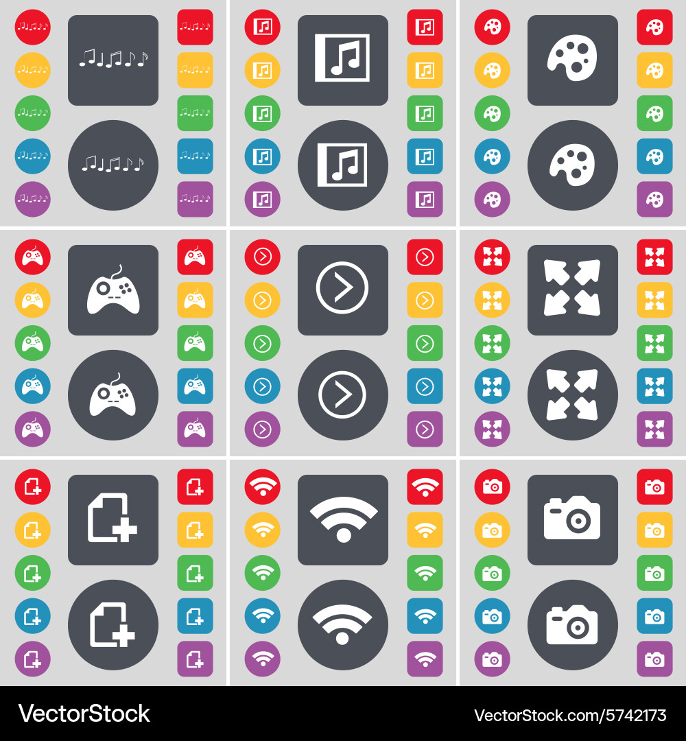 Notes music window palette gamepad arrow right Vector Image