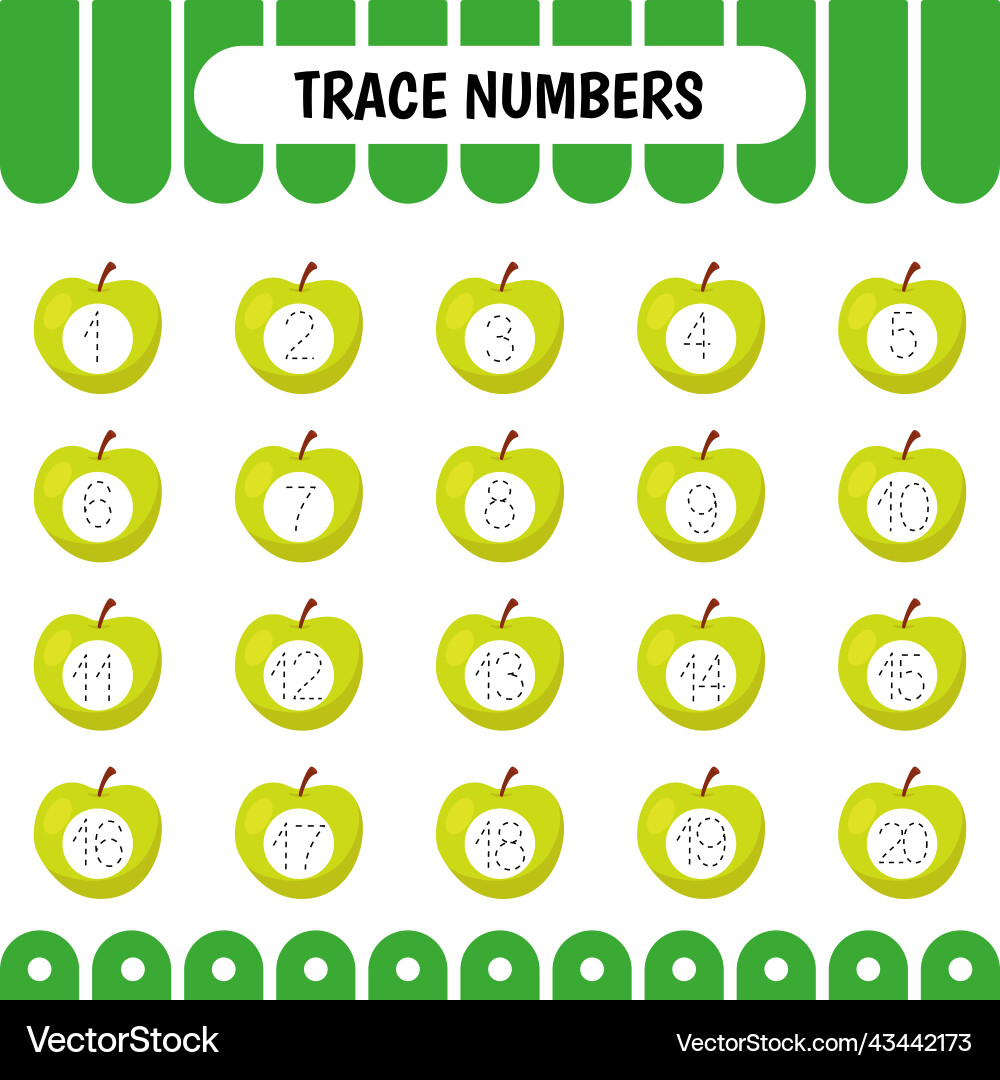 Number 1-20 trace and write handwriting practice Number 1-20 trace and write handwriting practice Vector Image