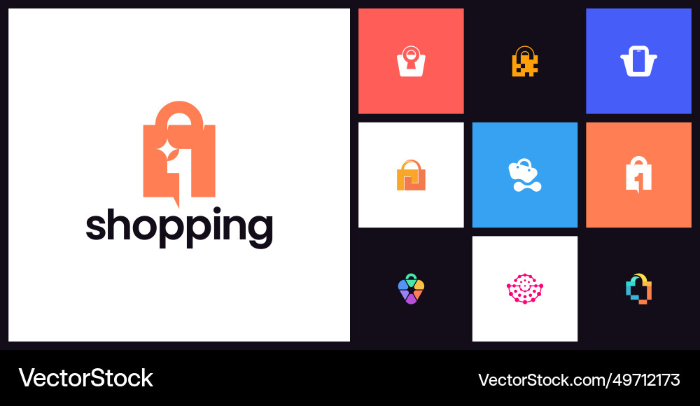 Online shop logo market design collection Online shop logo market design collection vector image