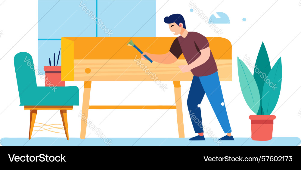 Person working on desktop computer in modern vector image