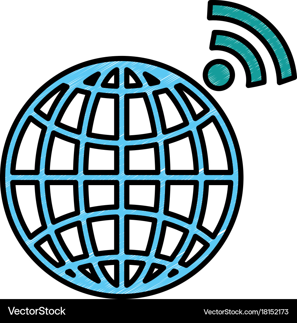 Planet sphere with wifi signal vector image
