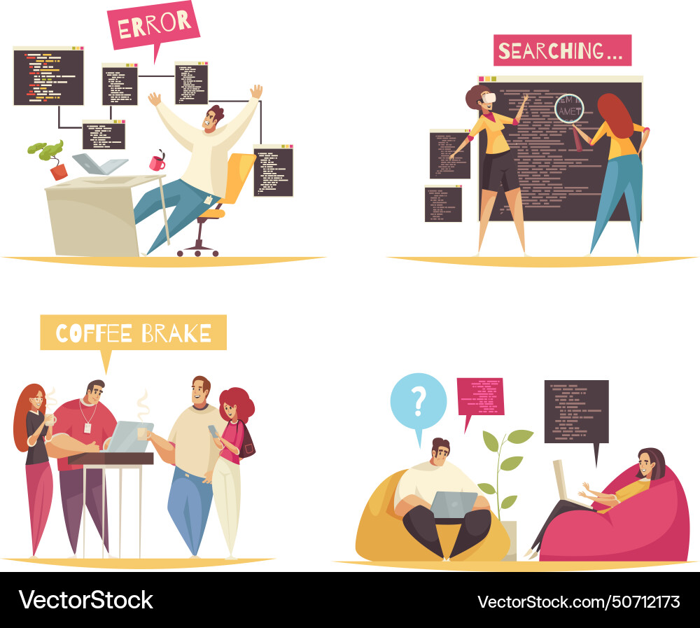 Programmer concept icons set Programmer concept icons set vector image