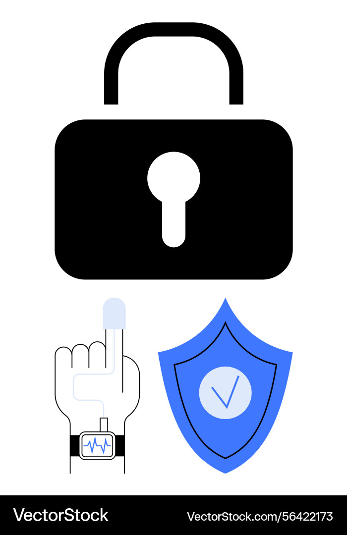 Secure access with lock biometric fingerprint Secure access with lock biometric fingerprint vector image
