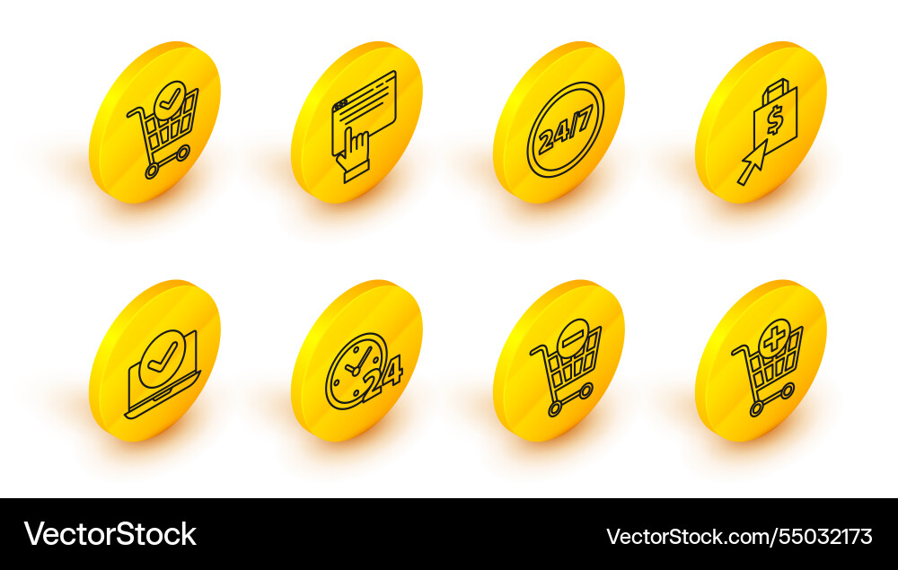 Set line add to shopping cart remove Set line add to shopping cart remove Vector Image