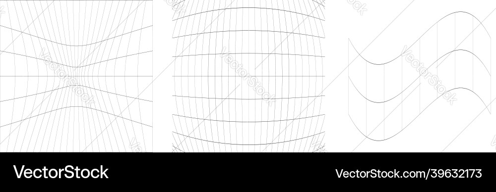 Set of deformed distorted grids meshes flex Set of deformed distorted grids meshes flex vector image