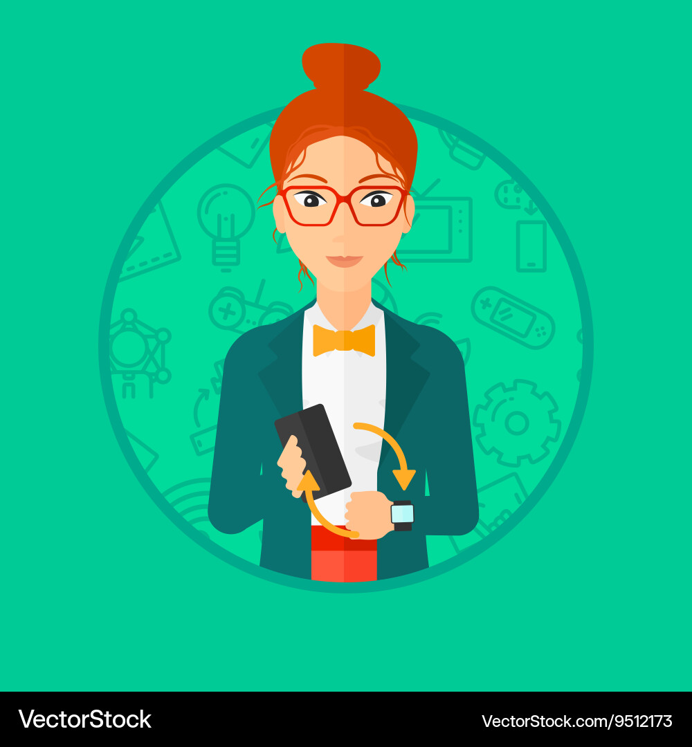 Synchronization between smartwatch and smartphone vector image