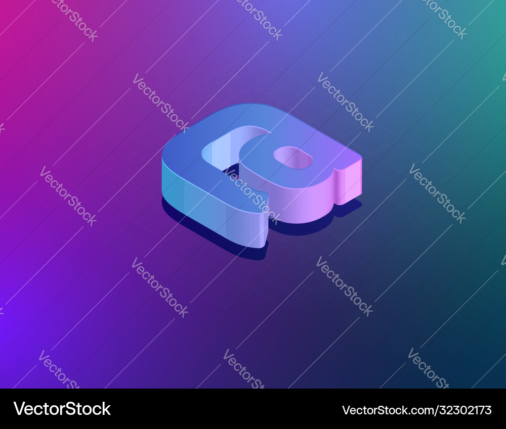 Three dee tech font at character isometric Three dee tech font at character isometric vector image