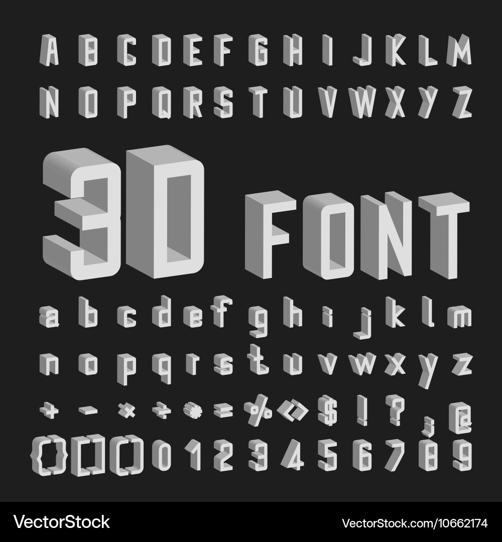 3d font and number design vector image