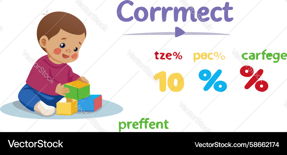 Child learning percentages and problem-solving Vector Image
