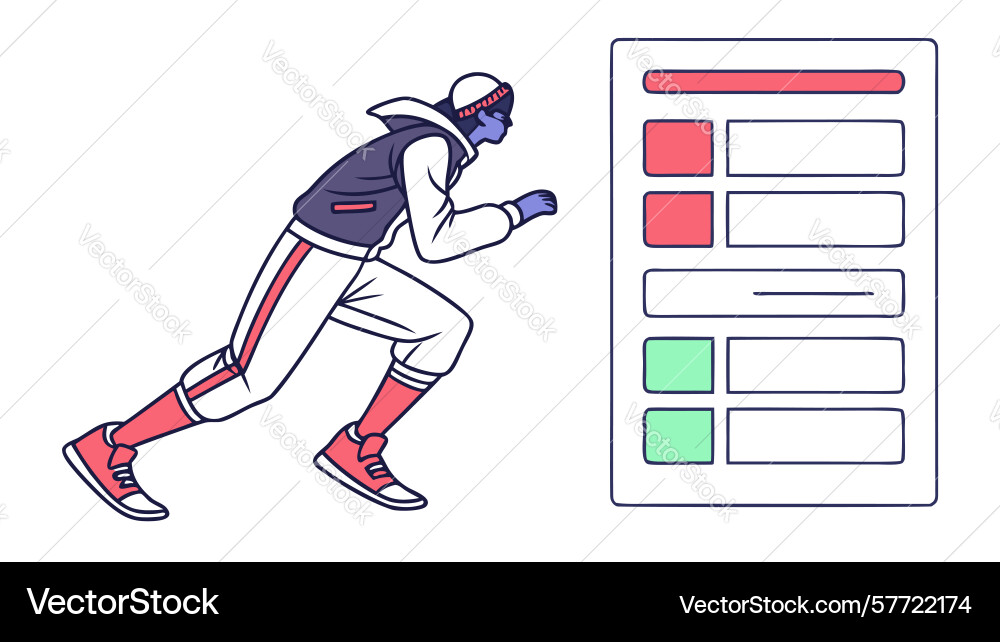 Dynamic runner with mobile ui interaction design Vector Image