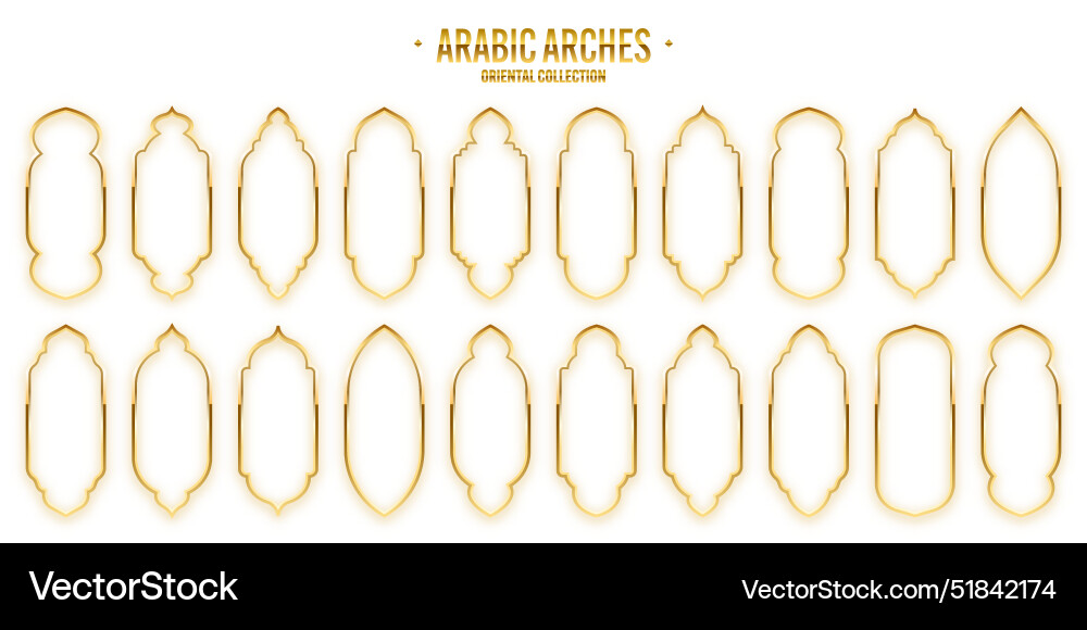 Islamic frames oriental style golden arabic Islamic frames oriental style golden arabic vector image