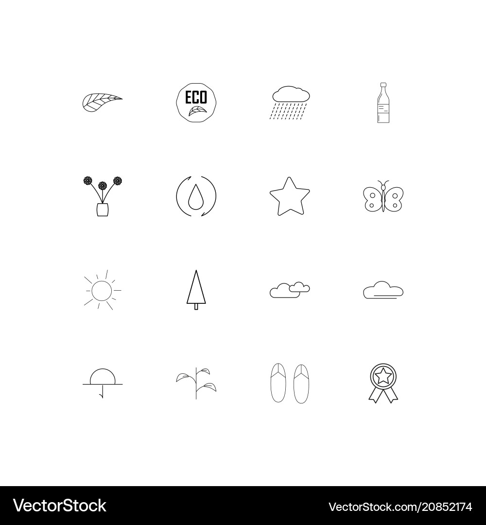 Nature linear thin icons set outlined simple vector image