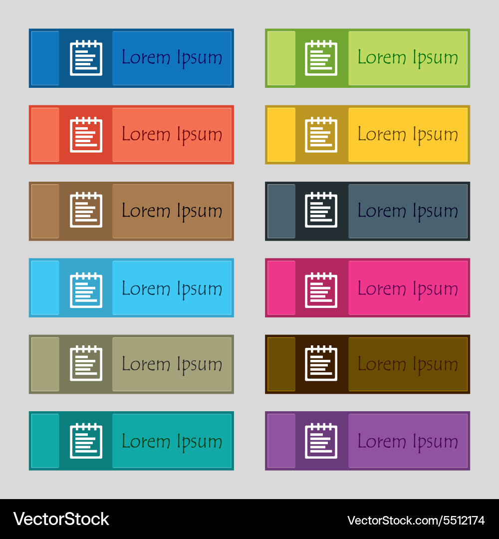Notepad icon sign set of twelve rectangular vector image