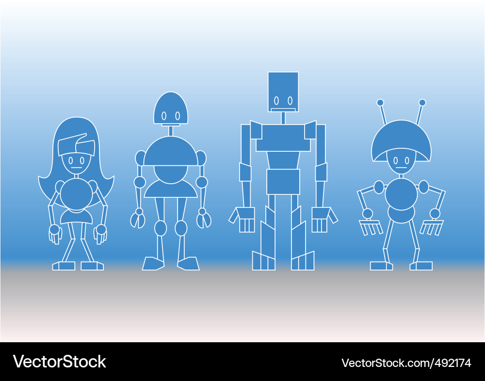 Robots family Vector Image