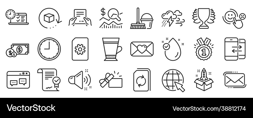 Set line icons such as internet time latte Set line icons such as internet time latte vector image