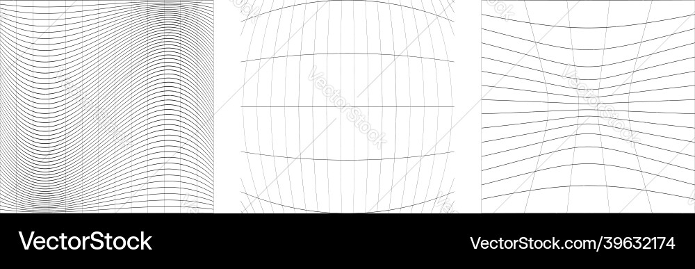 Set of deformed distorted grids meshes flex Vector Image