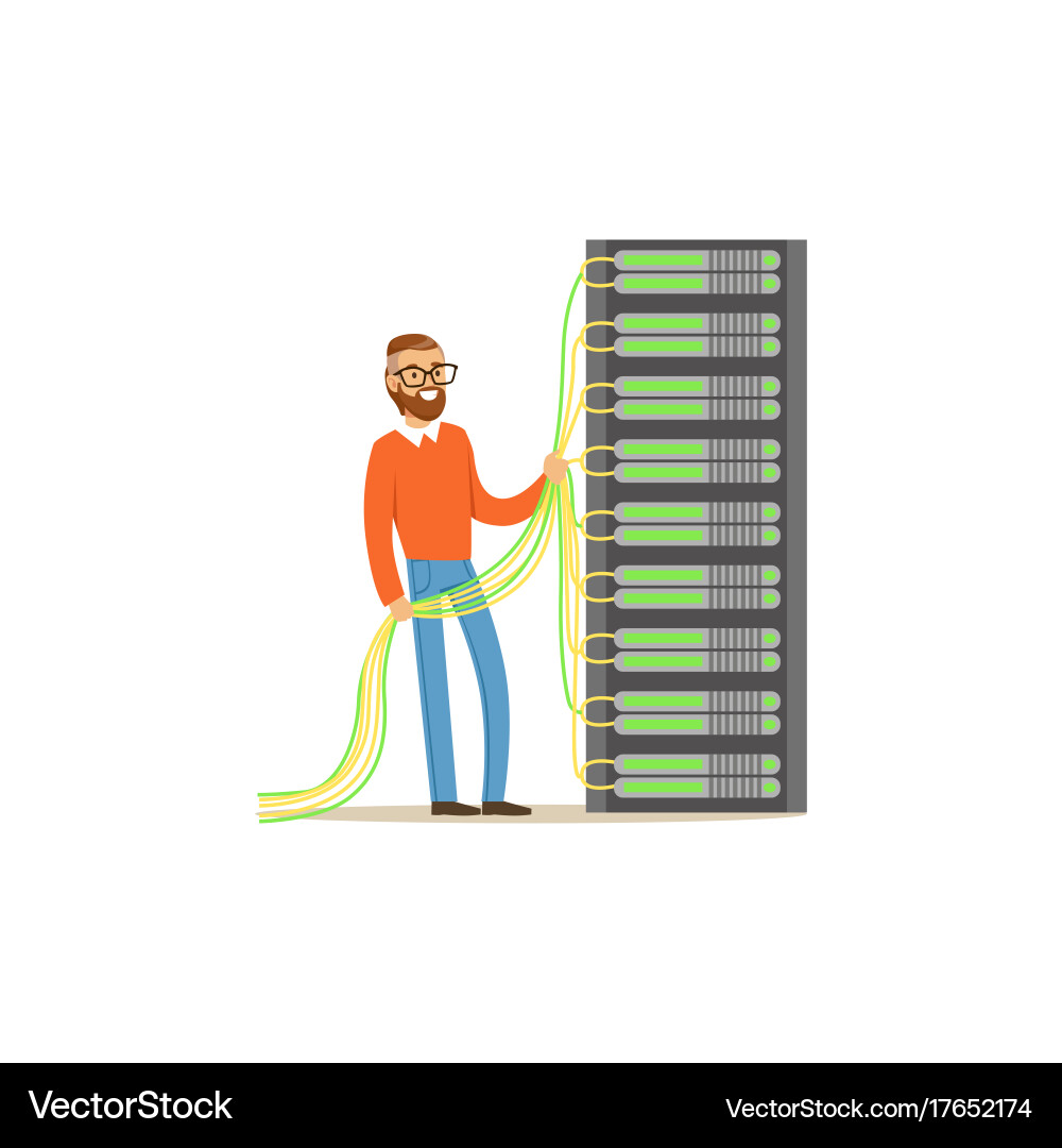 System administrator server admin working vector image