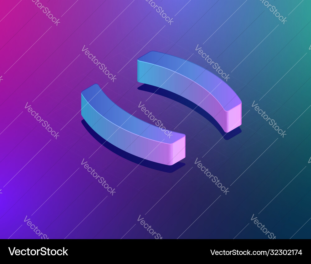 Three dee tech font bracket character isometric Three dee tech font bracket character isometric vector image