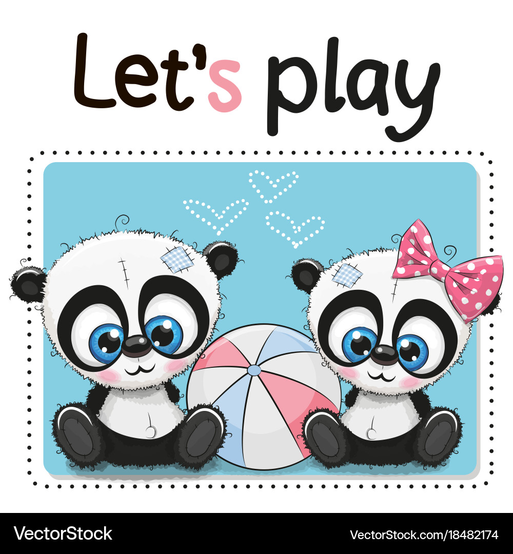 Two pandas with a ball vector image