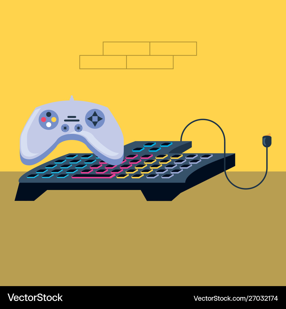Video game control with audio console Vector Image