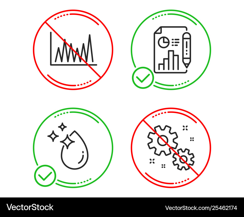 Water drop line graph and report document icons Vector Image