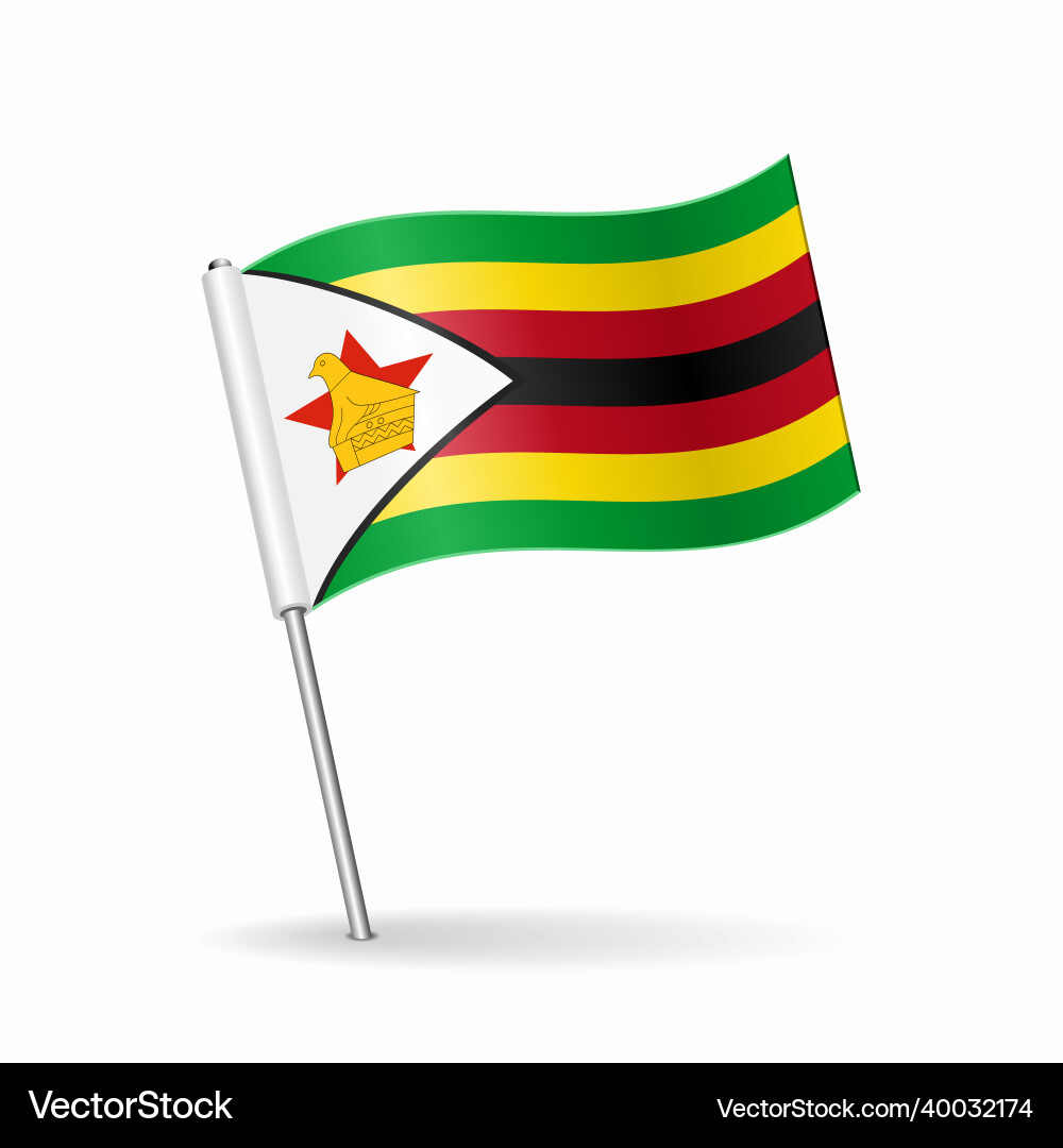 Zimbabwe Flag Map Pointer vector image