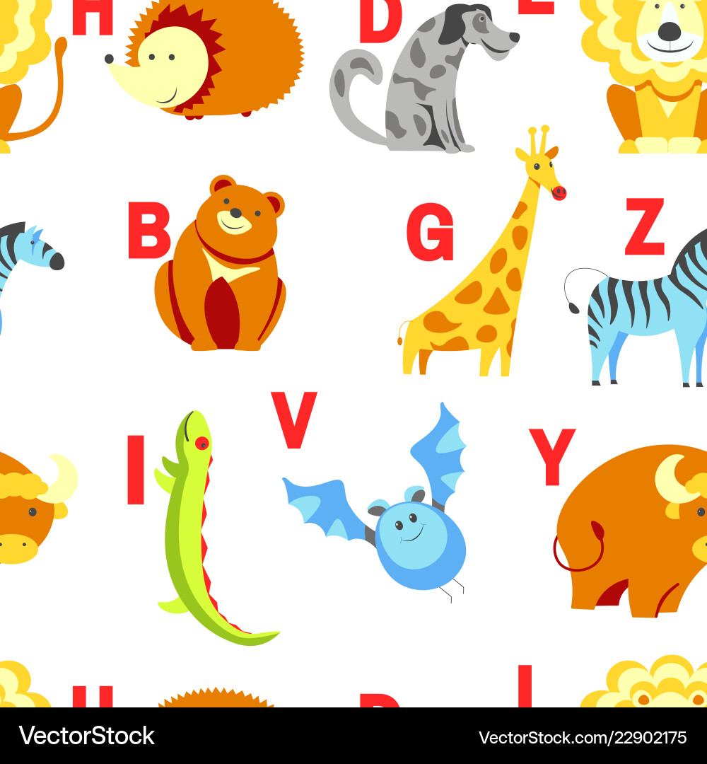 Alphabet animals and letters study material Alphabet animals and letters study material vector image